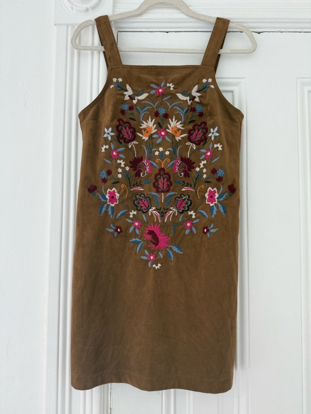 Abercrombie & Fitch Brown Floral Embroidered Faux Suede Dress - Picture 10 of 10